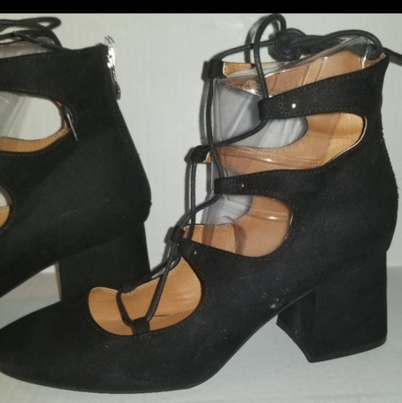 H&M Block Heel Lace Up Ballet Shoes Size 9.5 - Picture 3 of 11